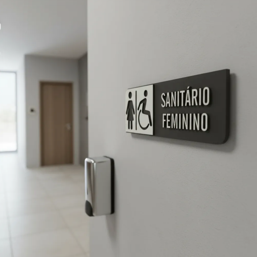 Placa de Sinalização Indicativa MDF 3D - WC PCD Feminino